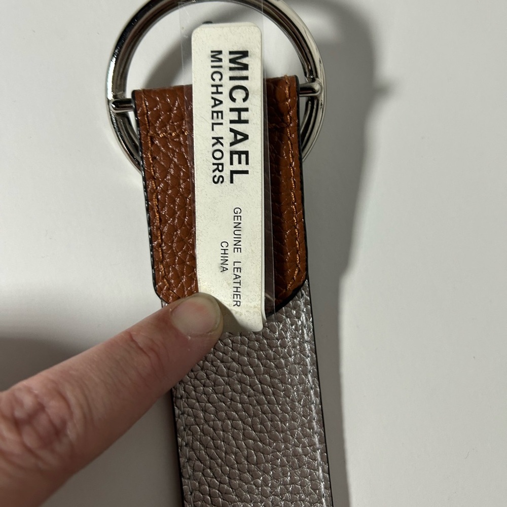 Michael Kors Brown Leather Belt with Silver Buckle, Reversible - Picture 5 of 7